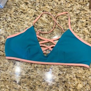 Like new peach and teal bikini top